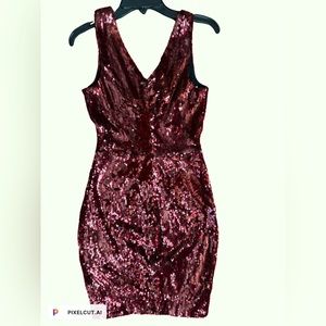 Dress the Population Tatum Sequin Dress Burgundy
